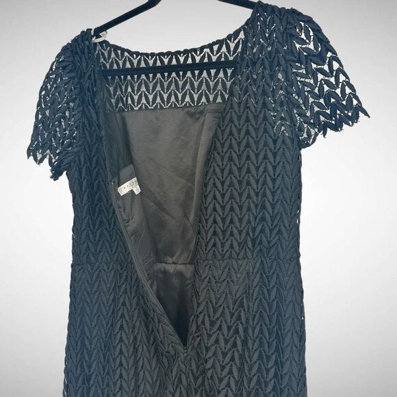 Kay Unger Black Tatum Floral Lace Sheath‎ Midi Dress Size 10 Cocktail Effortless - Picture 6 of 10
